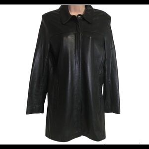 KENNETH Cole Reaction Black Buttery Leather Jacket with Waist Seam size Small